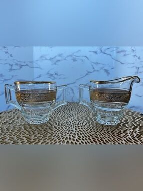 Vintage Glastonbury Lotus “Rambler Rose” Creamer & Sugar Bowl Set.